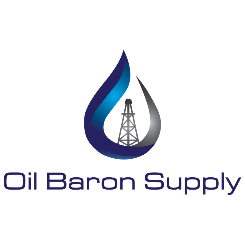 Logo of Oil Baron Supply with a stylised oil drop and tower on a transparent background